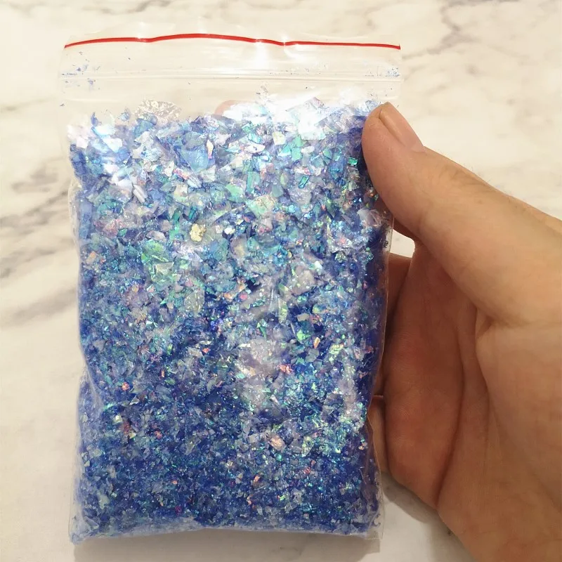 Blue 2 bags 40 г/упак. красочные сверкающие раковины сахарная бумага блестки игрушки для Лизун для детей Кристалл грязи наполнитель украшения материал аксессуары - Цвет: Blue 2 bags