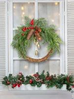 artificial christmas wreath christmas garlands decorated with pine cones bell and rattan front door wreaths for home office d