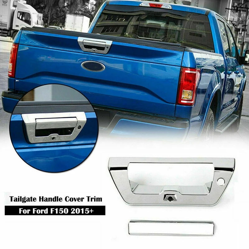 

2X Chrome Tailgate Door Handle Cover Tailgate Trim Decor Bezel for Ford F150 F-150 2015-2019