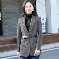 small blazer coat spring autumn korean vintage casual tops ladies button blazer suits woman slim notched yellow jacket coat