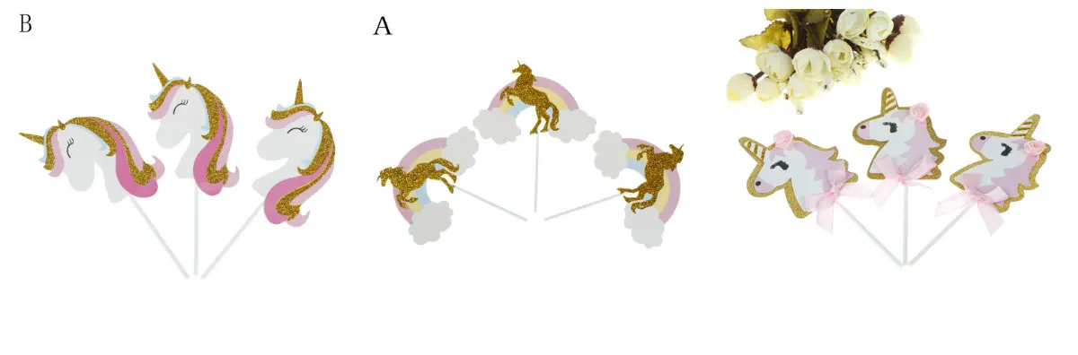 3 шт. вечерние топы с единорогом радужными бантиками и кексами для детского душа