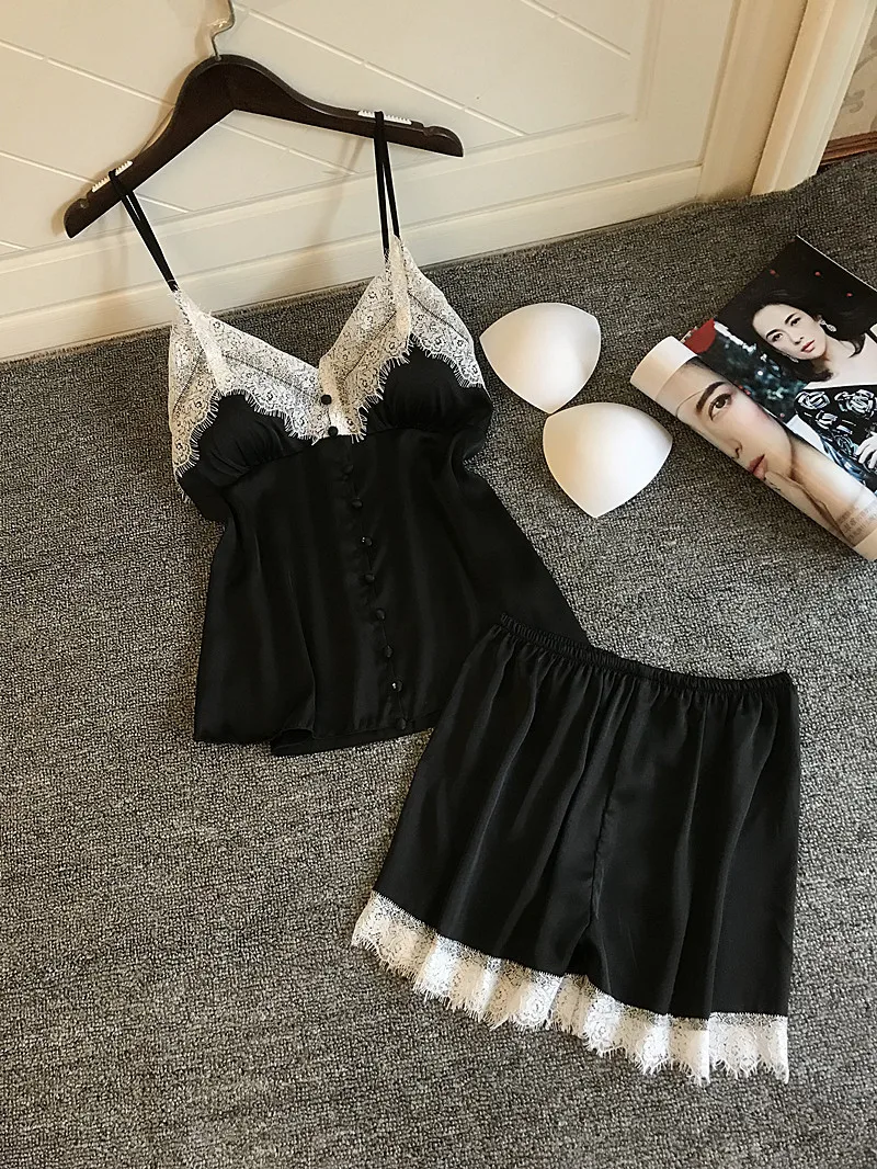 Кружевная отделка атласная Милая бордовая ночная рубашка комплекты