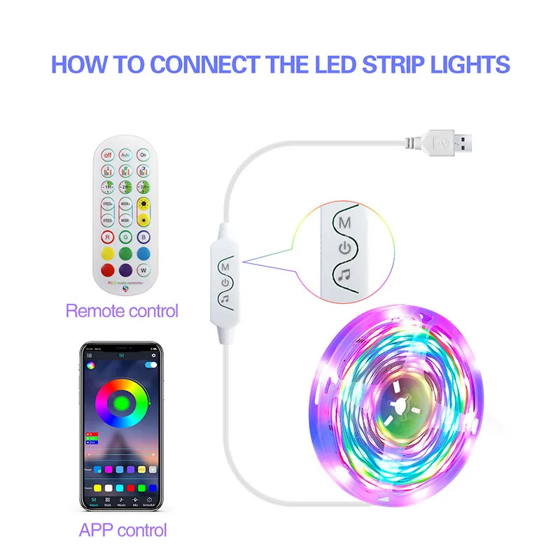 Светодиодные ленты ZK3 совместимые с Bluetooth голосовым управлением USB SMD5050 RGB 5 В