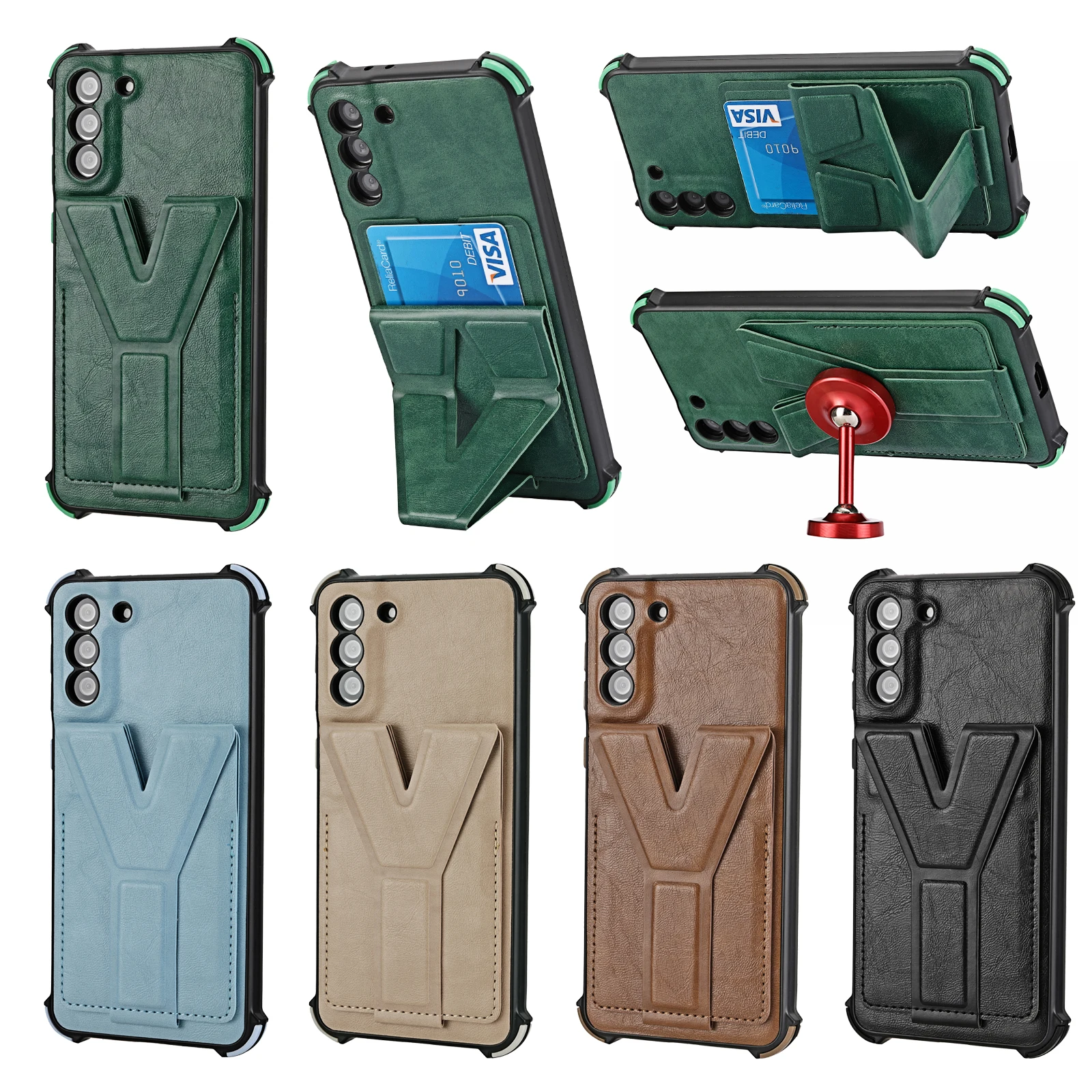 

Luxury Stand Case for Samsung Galaxy A22 A72 A52 A32 A02S A71 A51 A31 A21S A50 S21 Ultra Etui Shockproof Card Holder Phone Cover