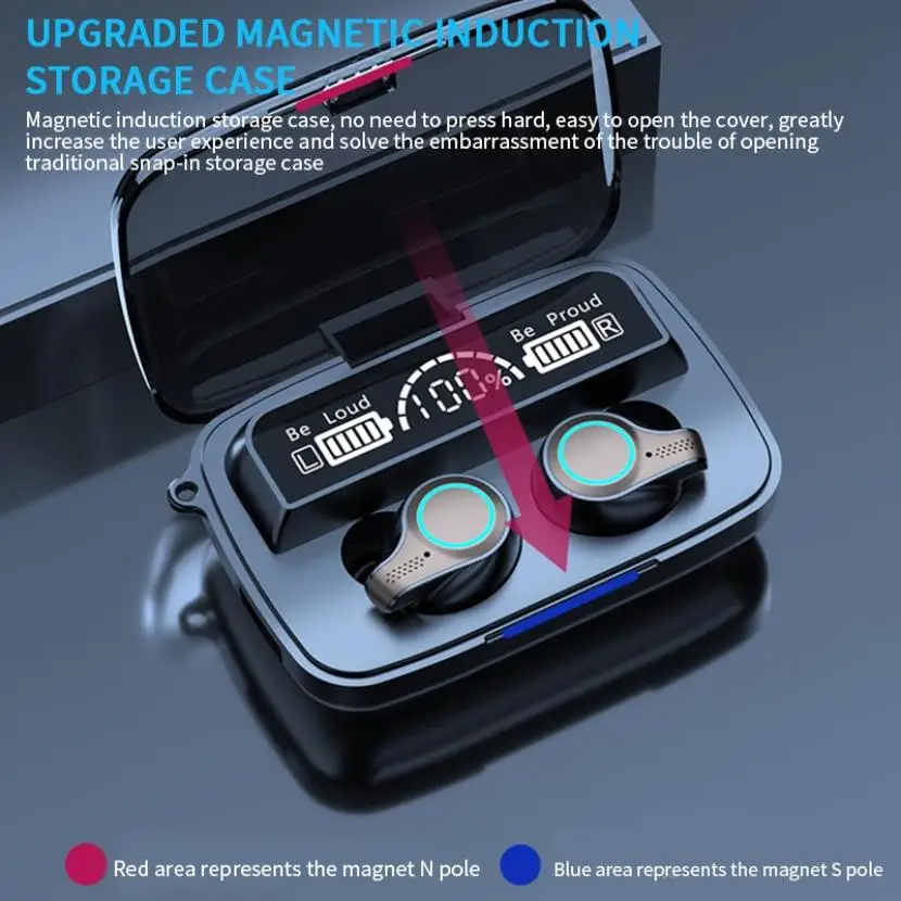 

M18 Bluetooth 5.1 Earphone Touch Control Wireless Headphons HiFi IPX7 Waterproof Earbuds Headset with LED Display