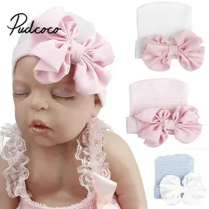 Вязаная шапка с бантом, для маленьких девочек, ярких цветов, детская чалма, эластичный аксессуар для младенцев, 1 шт., 2020