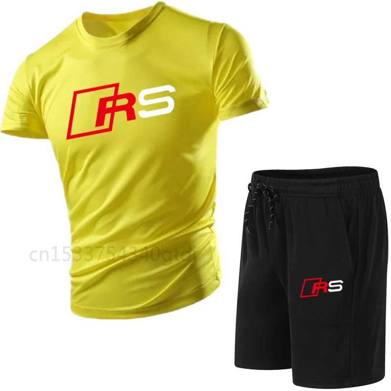 

Summer Fashion Leisure brand Men's Set Tracksuit Sportswear Track Suits Male Sweatsuit Short Sleeves T shirt 2 piece set