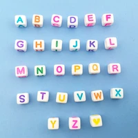 100pcs square shape acrylic colourful letter spaced beads for handmade fashion jewelry making diy necklace bracelet accessories