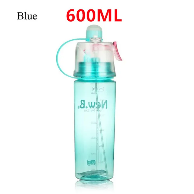 Blue 600ml 400/600 мл спрей Спортивная бутылка для воды портативная велосипедная Беговая бутылка для питьевой воды бутылка с распылителем герметичные бутылки для пеших прогулок - Цвет: Blue 600ml