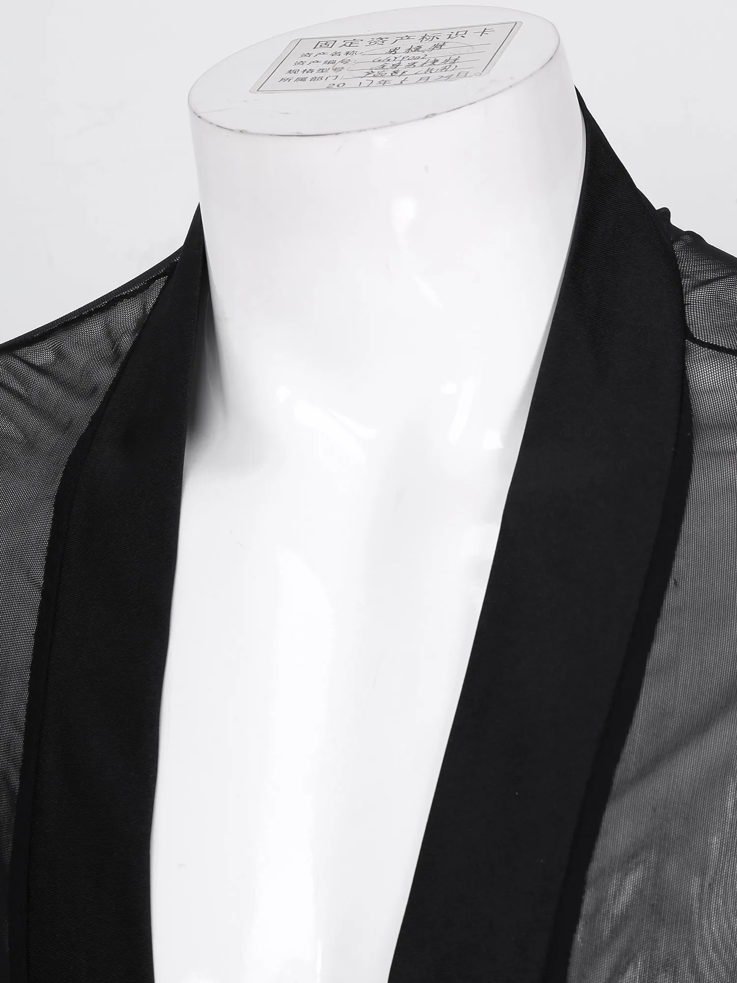 Men Open Front Mesh Transparent Long Shirt Casual Cloak Top with Long Sleeve