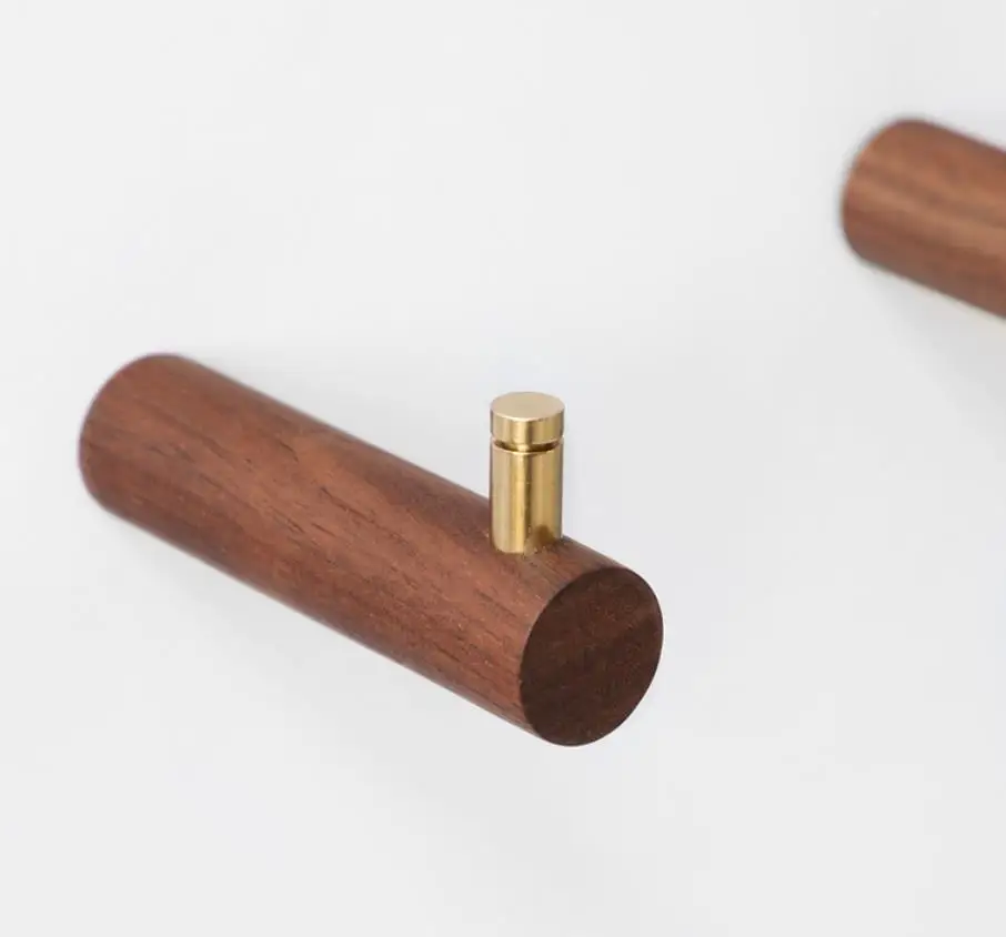 Wooden Robe Hook Nordic Hooks for hanging bags keys coat Wall Mounted Clothes Hangers Black Walnut Beech Hallway Bathroom Hanger |