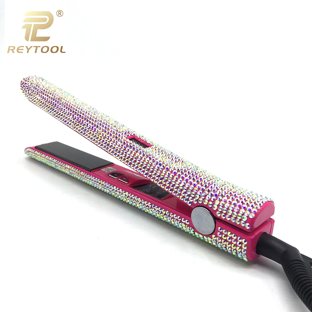 Pink AB Codace Кристалл пластины Супер Bling ЖК-дисплей Дисплей Титан плиты выпрямитель для волос со стразами Стразы выпрямитель для волос - Цвет: Pink AB