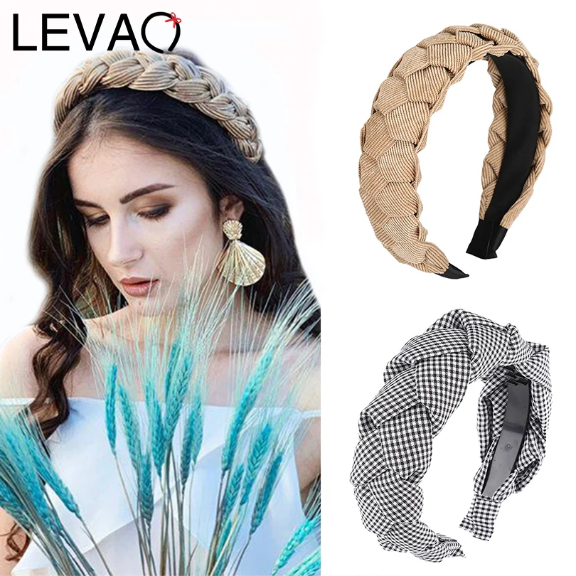 LEVAO, новинка, ручная работа, скрученное оголовье в клеточку, женский элегантный ободок, тюрбан, женские повязки для волос, аксессуары для волос, обруч для волос, головной убор