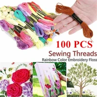 2021 100pcs cross stitch thread 8 meters 6 strands polyestercotton embroidery thread crafts embroidery floss set silk thread