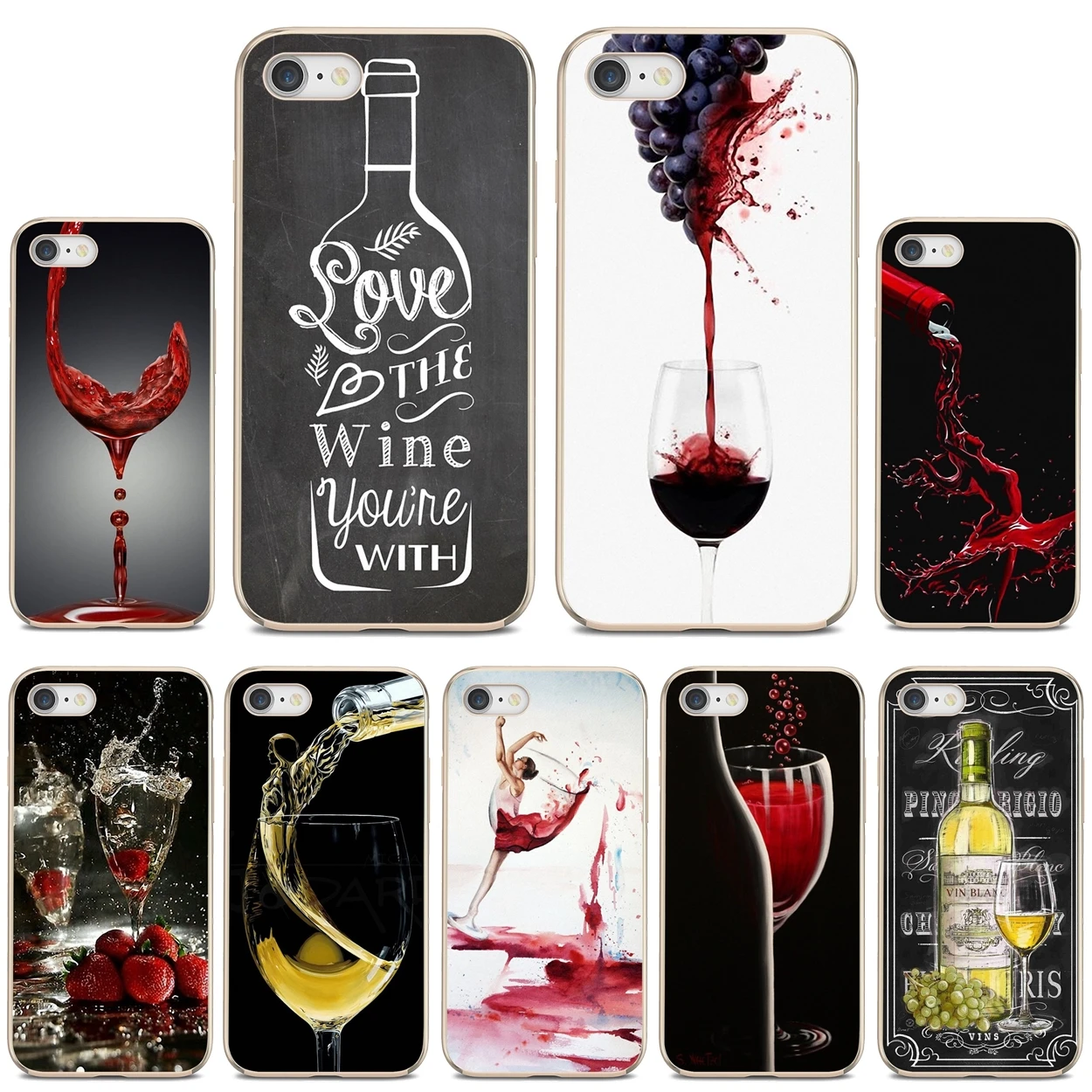 

For iPhone 10 11 12 13 Mini Pro 4S 5S SE 5C 6 6S 7 8 X XR XS Plus Max 2020 Wine Art Soft TPU Case