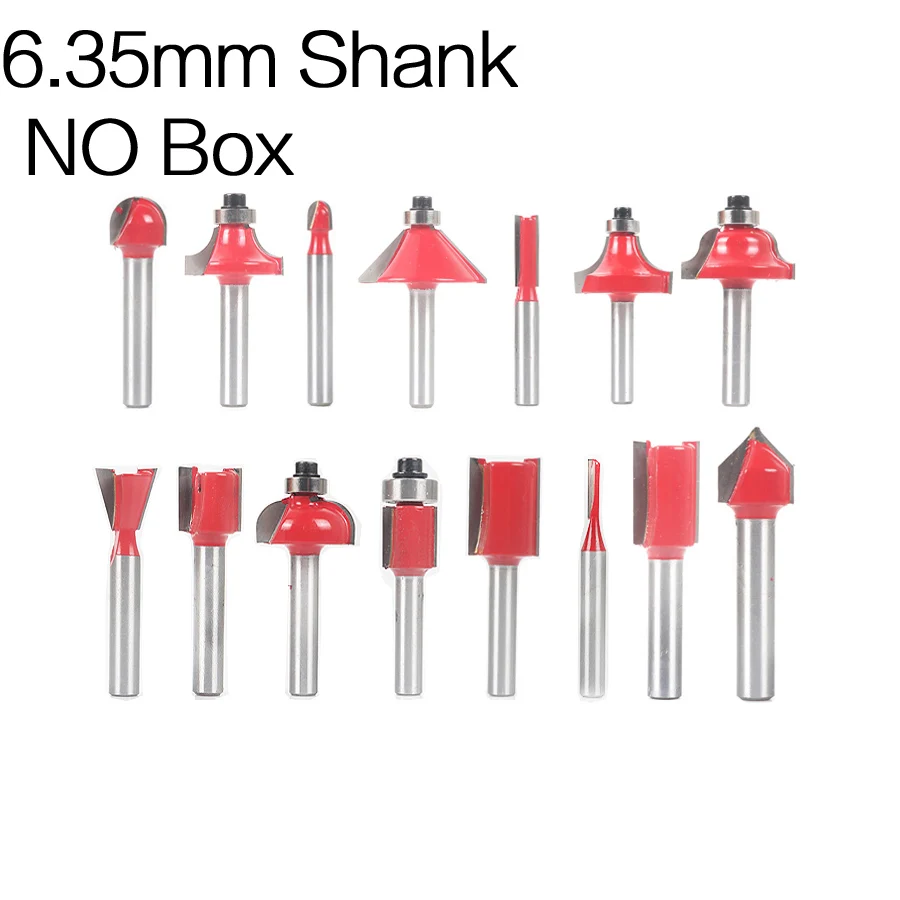 6.35mm (Not Box) 15 шт. 6,35 мм хвостовик фрезерный станок набор фрезов для дерева Карбид мельница Деревообработка Гравировка фрезерные инструменты - Длина режущей кромки: 6.35mm (Not Box)