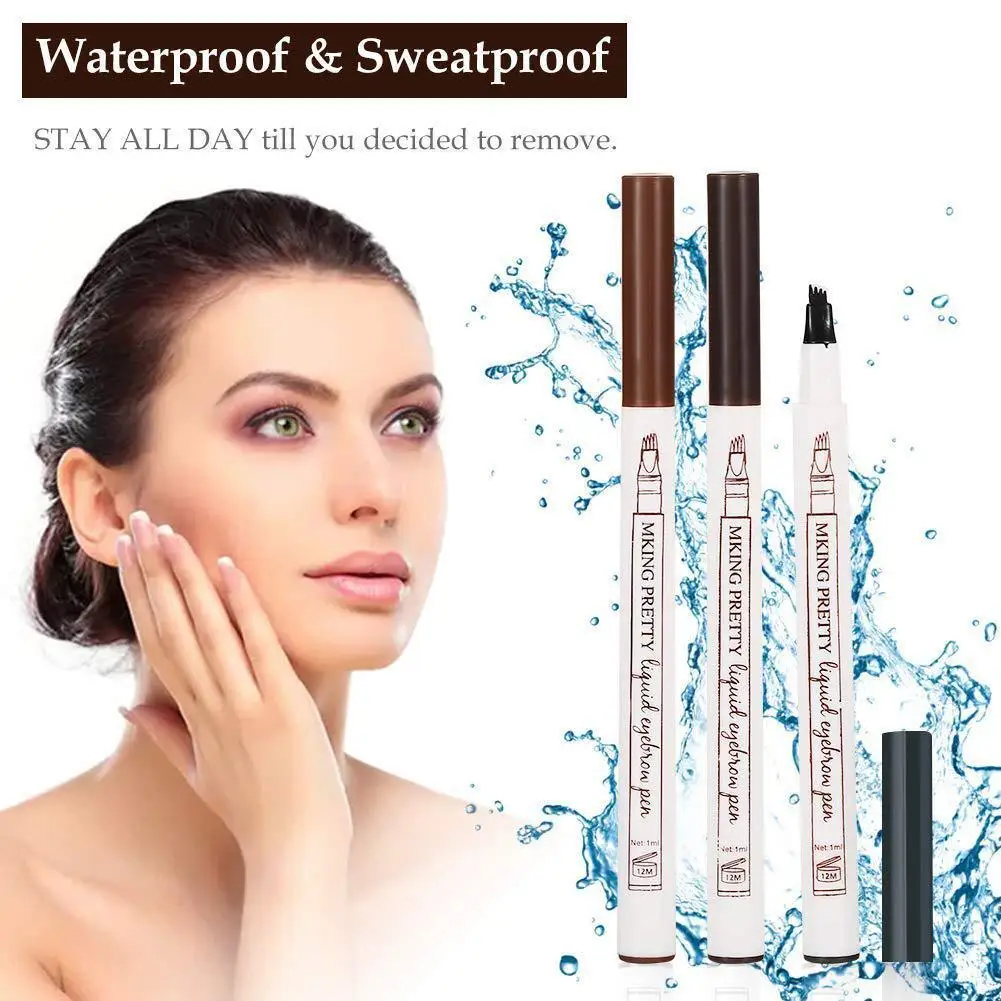 

4 Color Eyebrow Pencil Tint 4 Tip Brow Tattoo Pen Paint Waterproof Eye Cosmetic Liner Makeup Brow Eyebrows C9F5