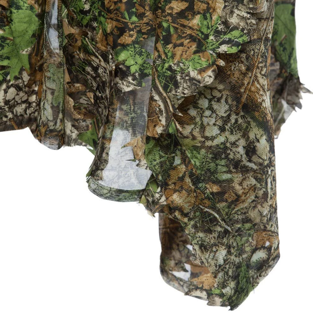 

Leafy Poncho Jungle Ghillie Suits Hunting Camouflage Clothes 3D Bionic Leaf Yowie Mesh For Hunting Add Uttons More Convenient