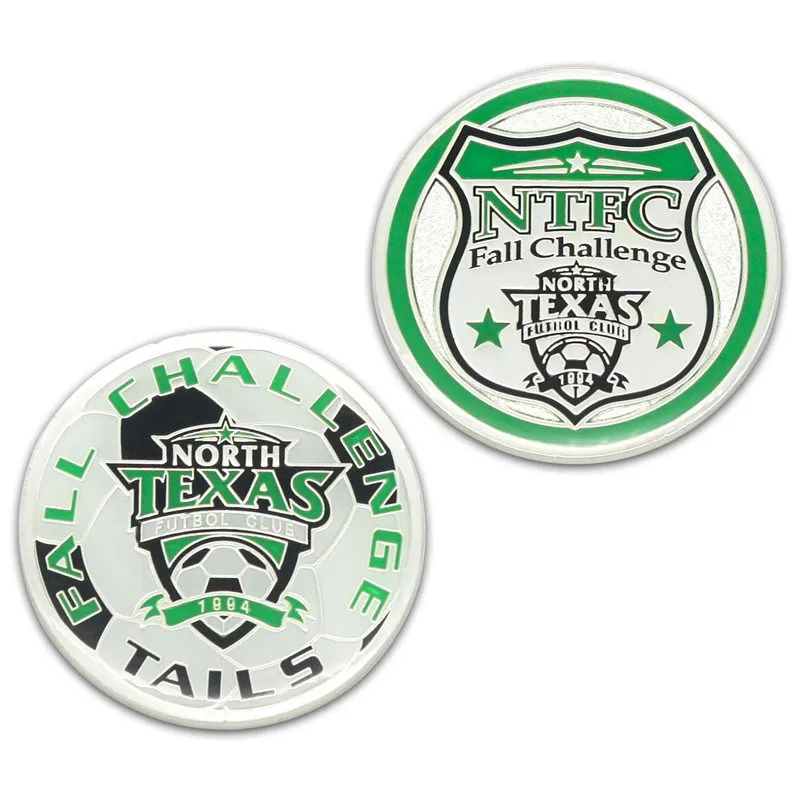 

Custom Sports Match Football Coins Low Price High Quality Electroplated Silver Coins