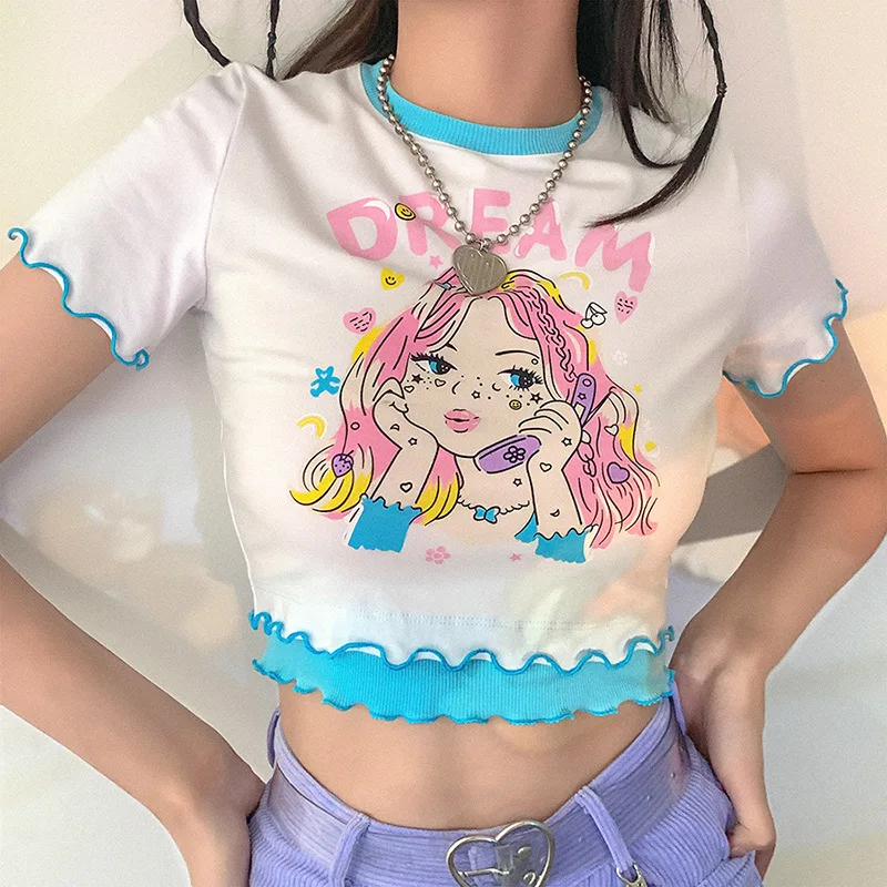 Фото Женские повседневные футболки ArtSu с мультяшным принтом милая рубашка для девочек