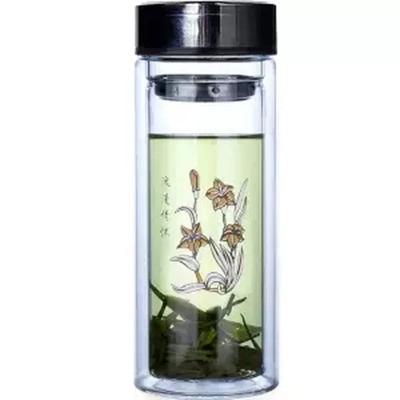 Двухслойная стеклянная чашка для воды мужчин и женщин стильный фильтр чая