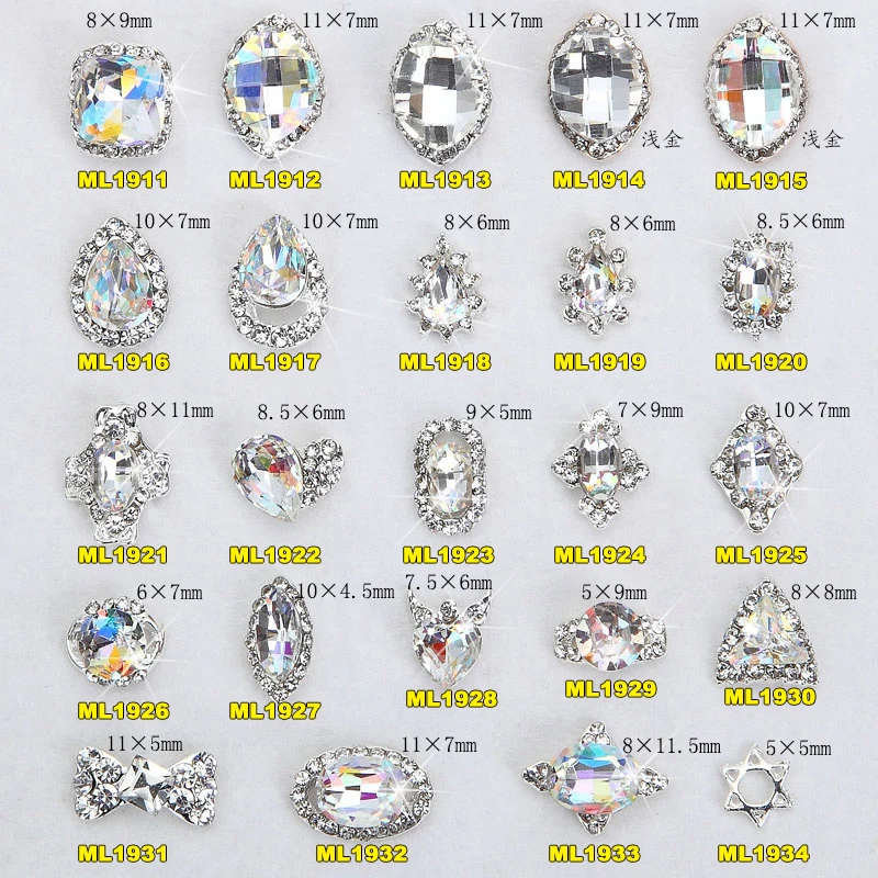 

100 crystal nail alloy Nageldesign rhinestone alloy 3D decoration charm nail nail manicure #YRE435 earl decoration