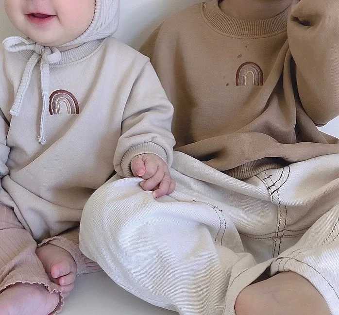 

Autumn Toddler Baby Girls Boys Rainbow Embroidery Sweatshirts Tops Kids Long Sleeve T-shirt Sweatshirt Baby Clothes Outfits