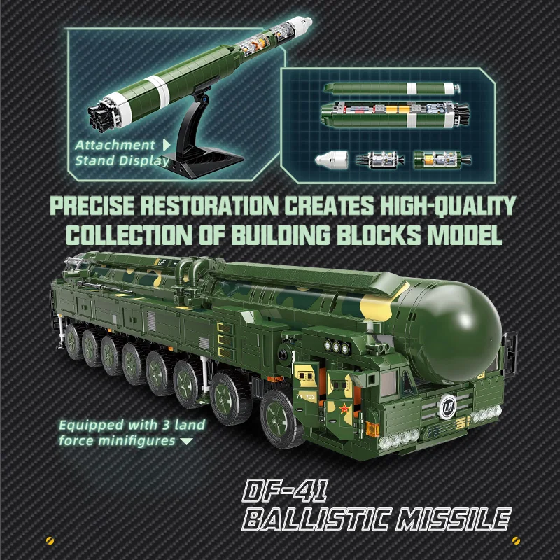 

1868Pcs Military Weapon Series Building Block DF-41 Intercontinental Ballistic Missile Bricks Birthday Gift For Children