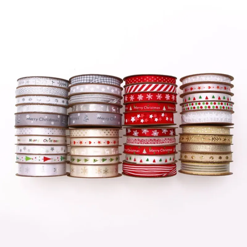 

10 мм/15 мм хлопчатобумажная лента ручной работы Рождественская лента с рисунком для швейной ткани DIY Рождественское украшение