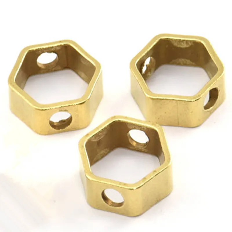 

12pc raw Brass Hexagon Blanks Connectors.charm Necklace (Nickel Free and Lead Free). (12x5x1mm) BS 2183