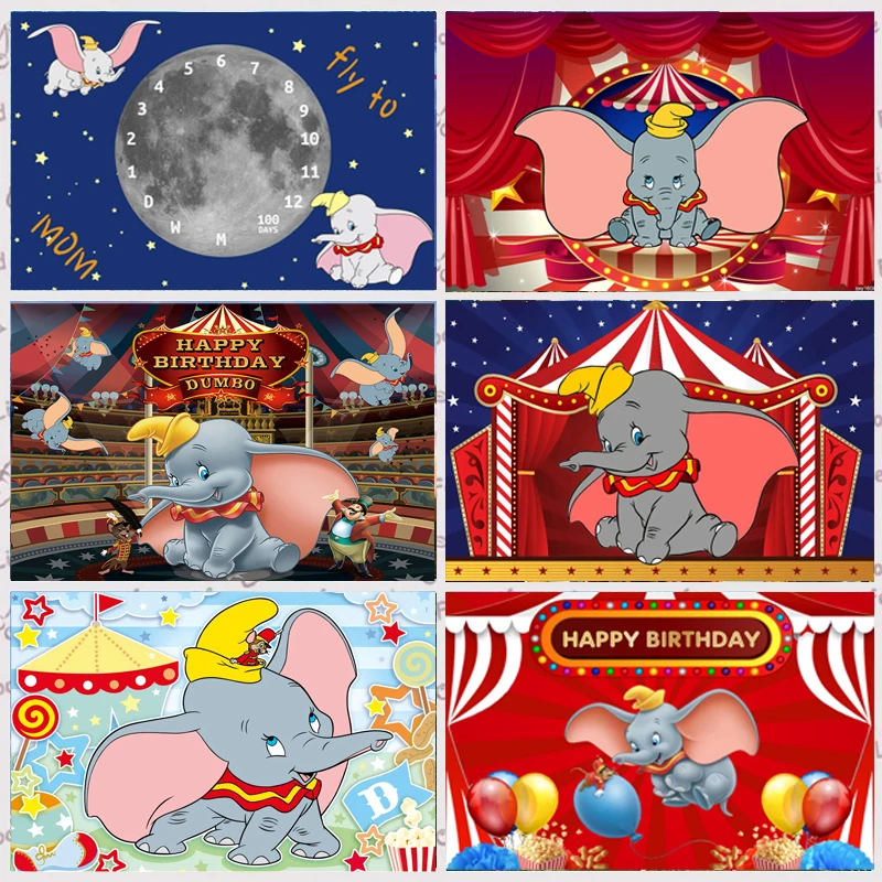 

Dumbo Photography Backdrop Circus Carnival Tent Baby Shower Boys Birthday Party Background Photo Booth Props Vinyl Banner