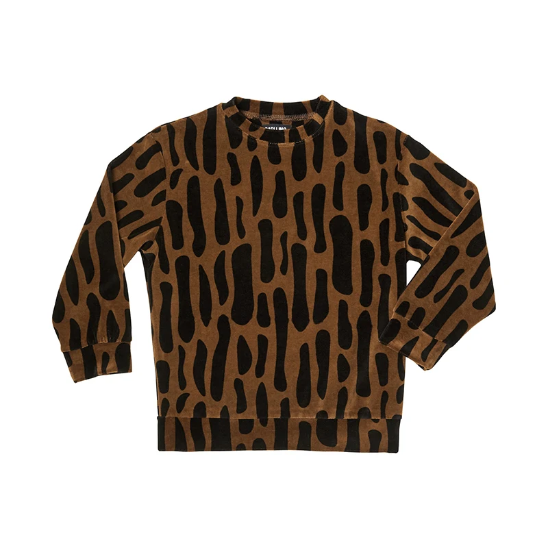Leopard tops CarlijnQ/Фирменный Детский свитер и штаны; Модные топы для маленьких мальчиков с изображением птиц и деревьев; осенне-зимние топы для девочек; зимняя одежда для малышей - Цвет: Leopard tops