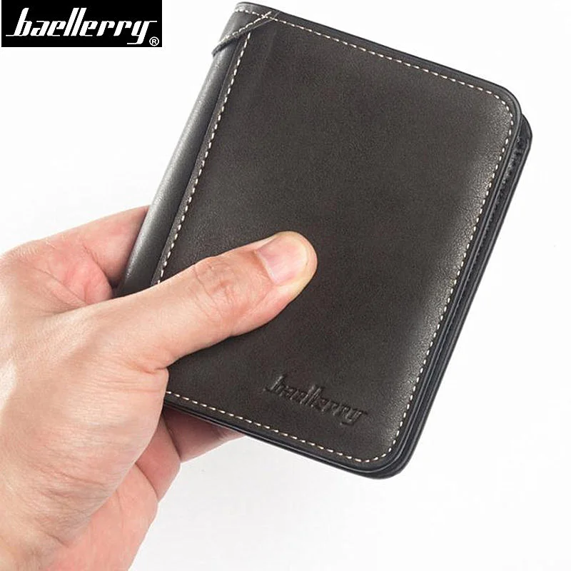 Короткие мужские кошельки Baellerry из нубука деловой бумажник с кармашком для