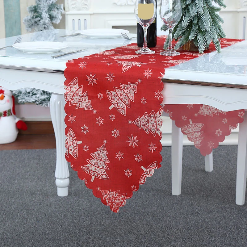 

2021 Christmas Printed Table Flag Tablecloth Santa claus, Snowman Placemat Christmas Decorations For Home Table Runner Flags