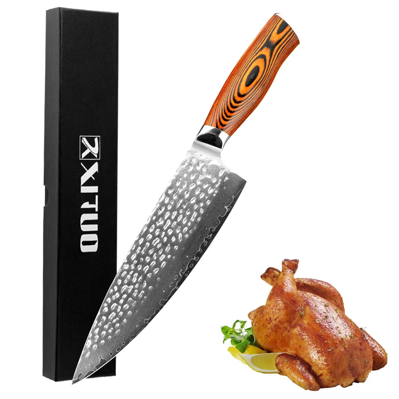 

XITUO 8 дюймов ножей шеф-повара с высоким содержанием углерода VG10 японский 67 слой Дамасская сталь кухонные ножи нержавеющая сталь Тесак нож ро...