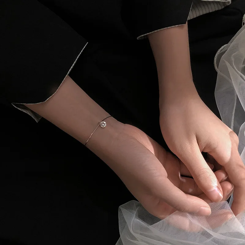 S925 Sterling Silver Snake Bone Chain Couple Bracelet Student Simple Shiny Zircon Adjustable Exquisite Jewelry Gift | Украшения и