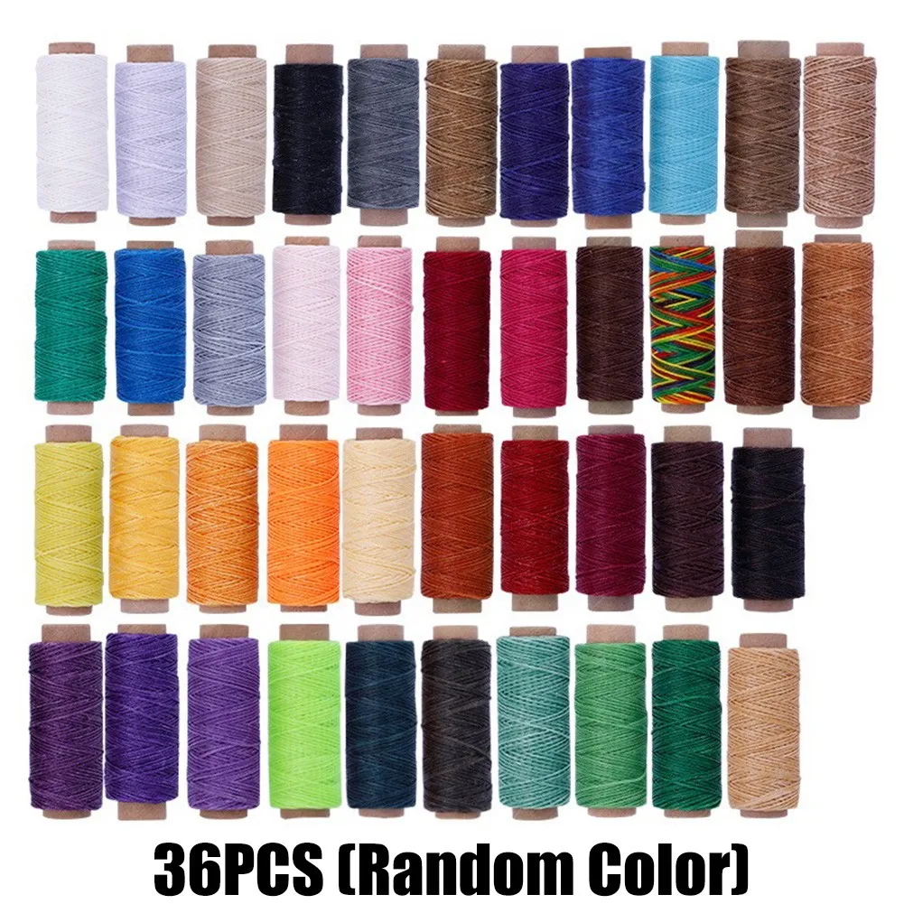 

36 Color Waxed Thread Leather Sewing Thread For Hand Sewing Leather Durable Flat Polyester Waxed Thread DIY Craft Braided String