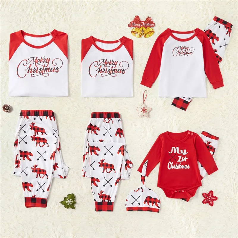 

Christmas Parent-child Wear Cotton Long-sleeved Round Neck Top Casual Trousers Holiday Home Furnishings Family Wear