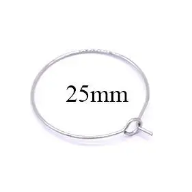 25mm 50 шт./лот, 316L, проволока из нержавеющей стали, серьги-кольца, серебряный тон, круглые 20 мм, 25 мм, 30 мм, пустые круглые серьги-кольца для рукоделия, ювелирные изделия - Окраска металла: 25mm