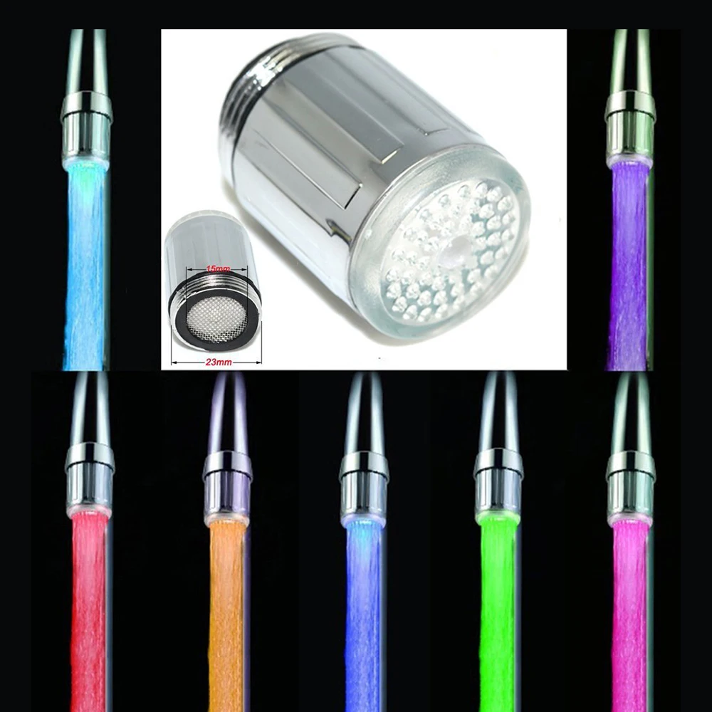 Светодиодный светильник для крана сопло RGB 7 цветов меняющий мигание температура