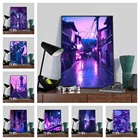 Печать на холсте, Постер в стиле киберпанк, украшение для дома, пейзаж, живопись, Настенная картина, уличная модульная рама для гостиной