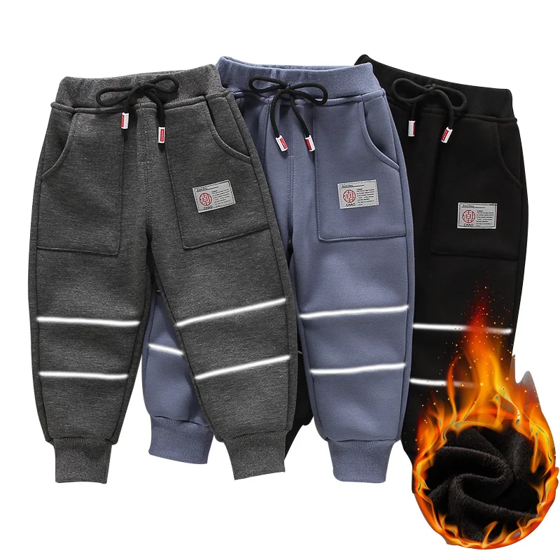 

Baby boy trousers winter new one-piece velvet reflective cotton trousers for baby boys thick warm casual trousers for boys