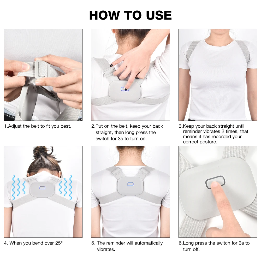 Умный умный Корректор осанки с вибрацией регулируемый тренажер для коррекции до