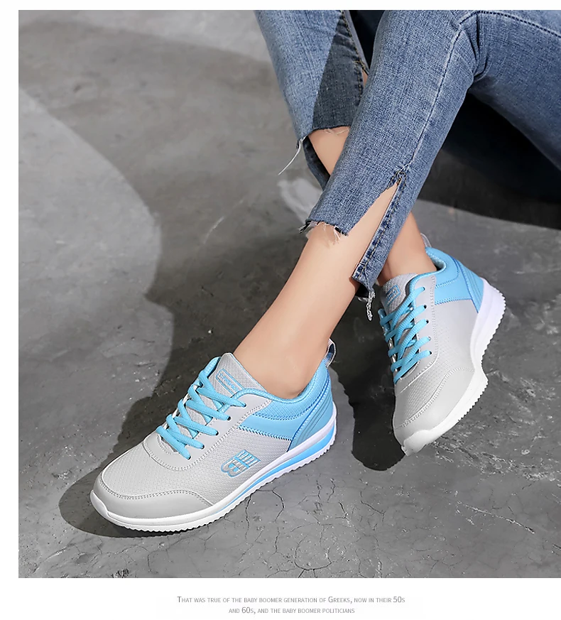 Size 35-41 New Fashion Tennis Shoes for Women Ultra-light Leather Blue Sneakers Gym Sport Shoes Tenis Feminino Basket Femme