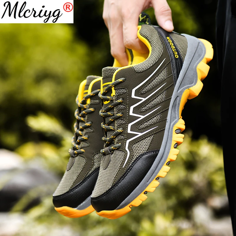 

New Men's Summer Mesh Breathable Thick Soles Twist Men's Boots Outdoor Male Hiking Boots Men Work Shoes Size 39-44 Casual Shoes