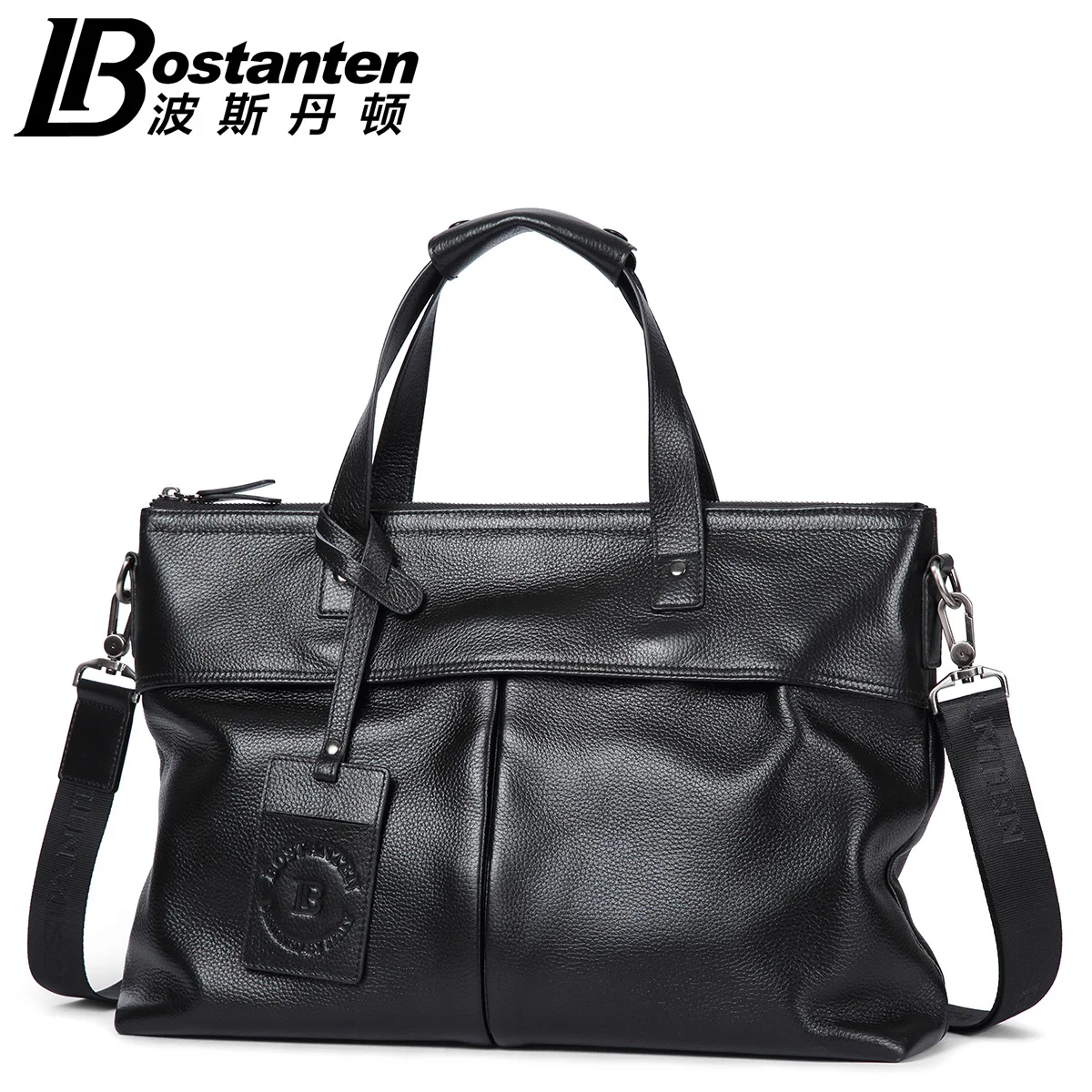 Мужская деловая сумка мессенджер botanten из натуральной воловьей кожи через плечо