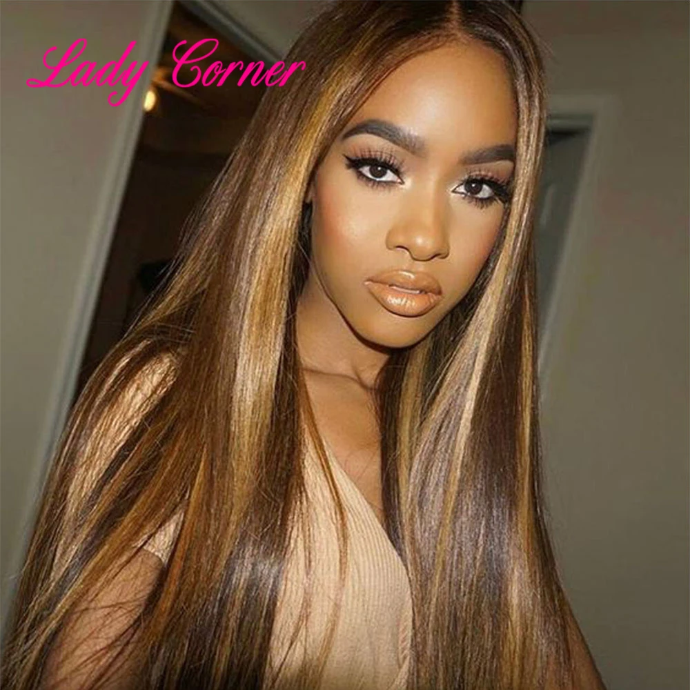 

Lady Corner p4/27 Straight Lace Front Wig 13X6x1 Highlight Lace Front Human Hair Wigs T Part Lace Wig