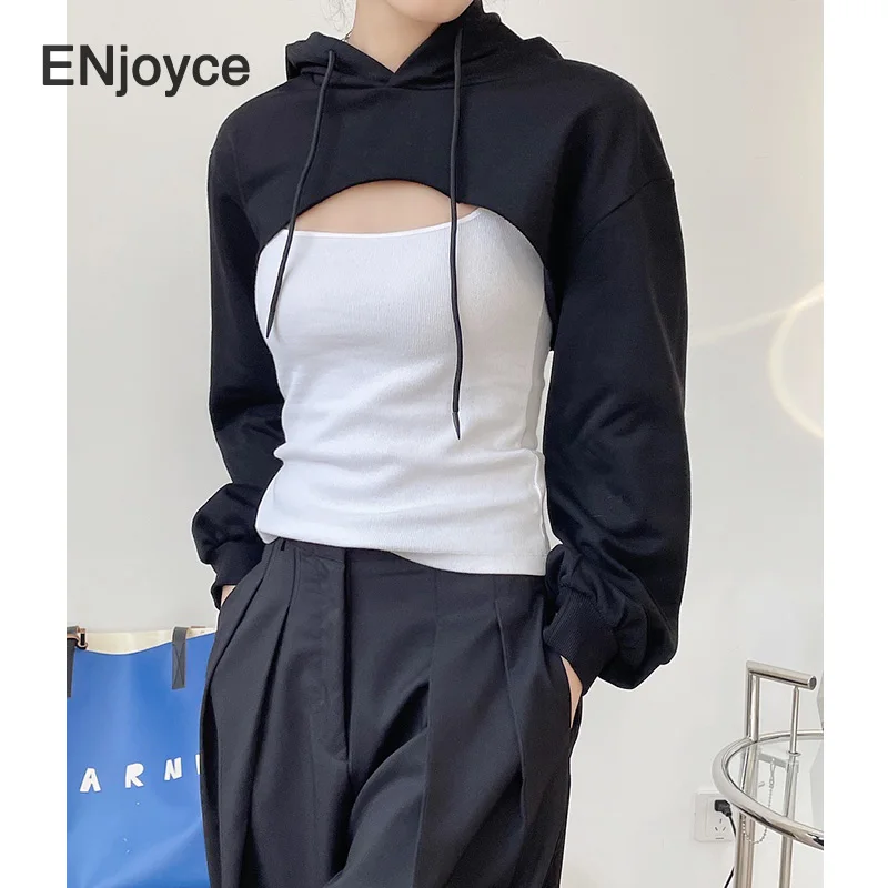 Весенняя толстовка с капюшоном короткий свитшот Женский пуловер в Корейском