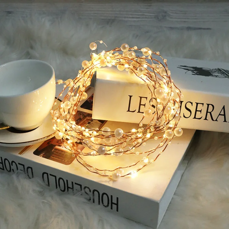 

Fairy Lights Garland Christmas Decoration Pearl Copper Wire String Lights Navidad Garlands for New Year Party Decoration Noel