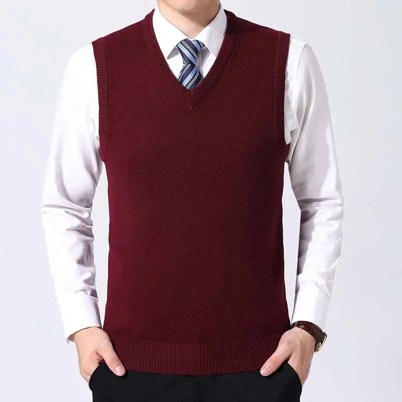 

High Quality New Autum Winter Fashion Brand Knit Sleeveless Vest Pullover Mens Casual Sweaters Designer Woolen Mans Clothes